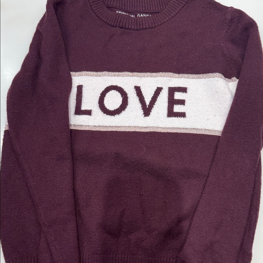 Spiritual Gangster Burgundy and White Kids Sweater